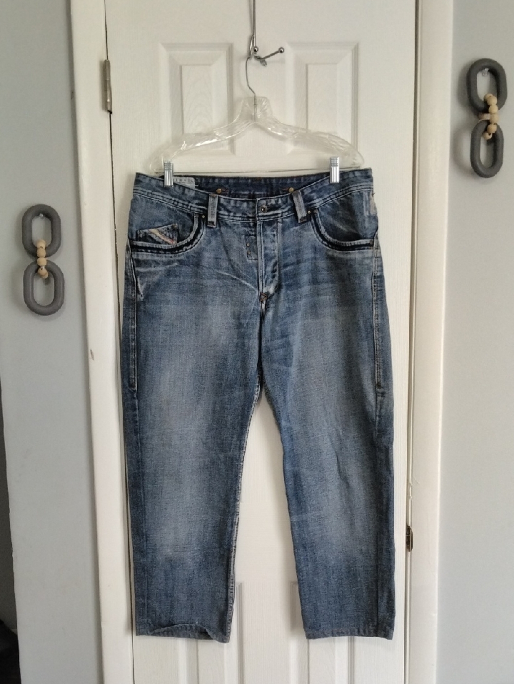 DIESEL INDUSTRY Vintage Light Blue Washed Straight Leg Jeans